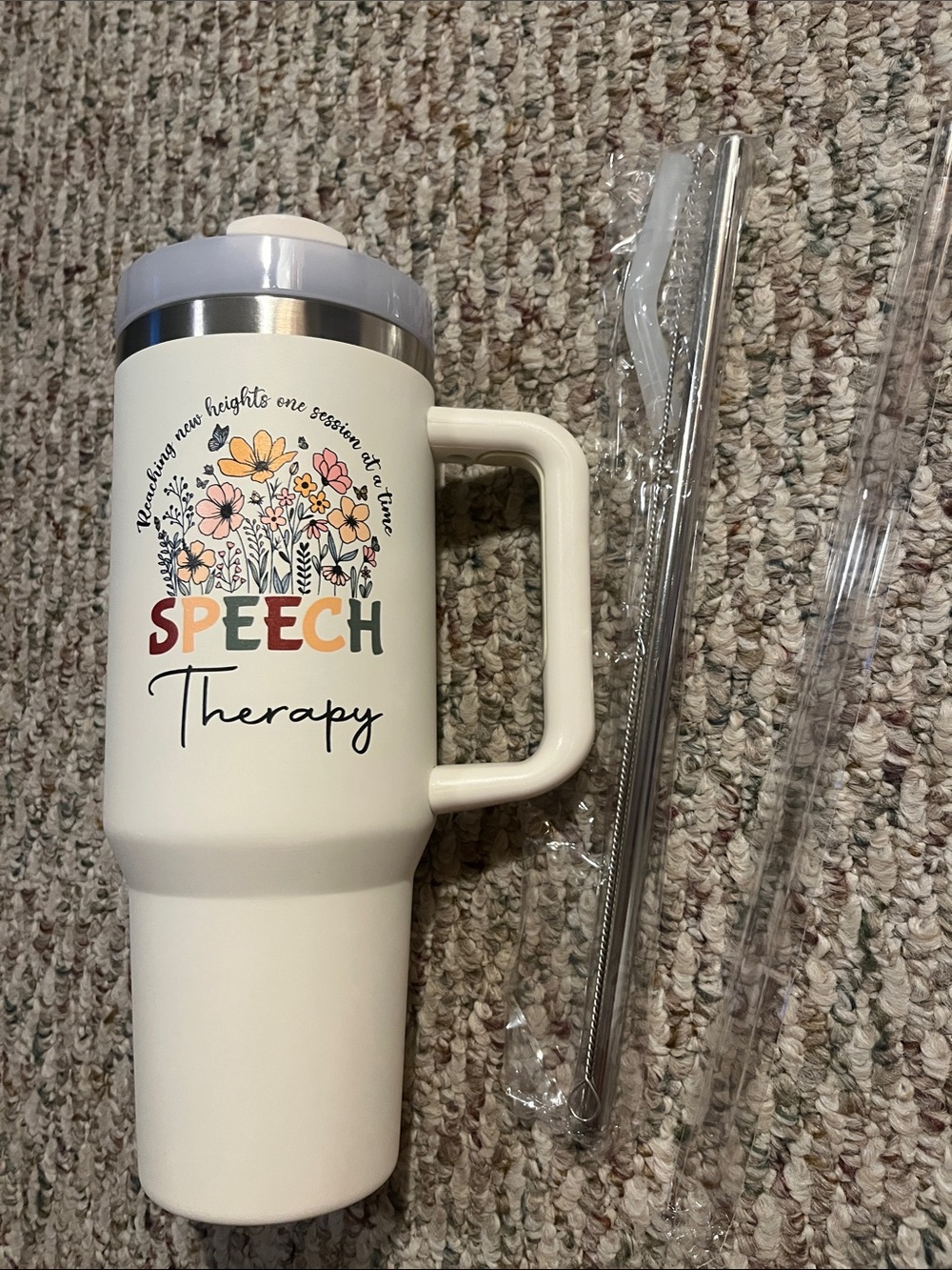 Speech Therapy Floral Insulated Travel Mug - NEW!